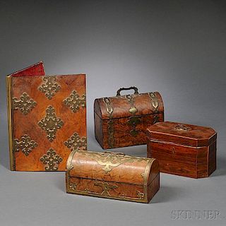 Four Victorian Wood-veneered Objects