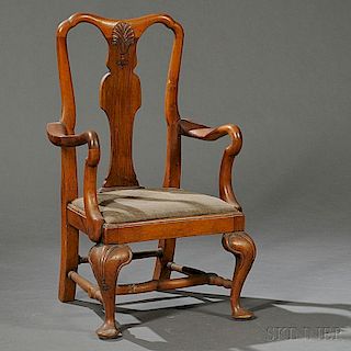 Queen Anne-style Walnut Child's Armchair