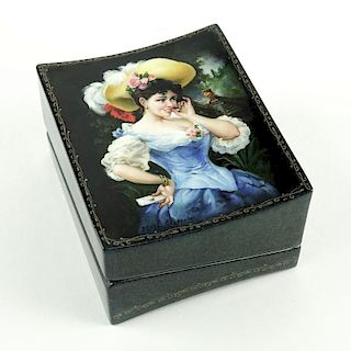 Erotic Russian Lacquer Papier Mache Box.