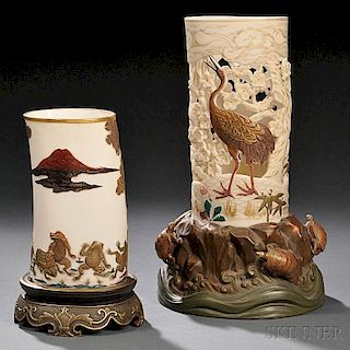 Two Royal Worcester Porcelain Tusk Vases