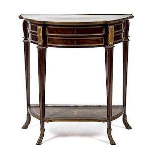 A Russian Empire Brass Inlaid Mahogany Dressing Table, Height: 30 1/8 inches.