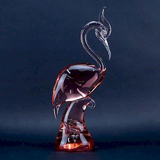 Large Vintage Possibly Murano Glass Crane Sculpture.