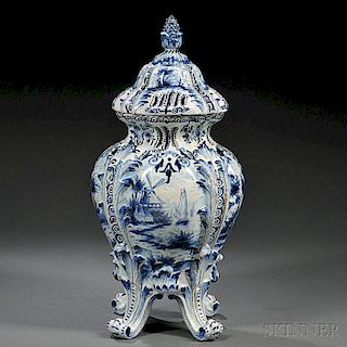 Delft Blue and White Potpourri Vase and Cover