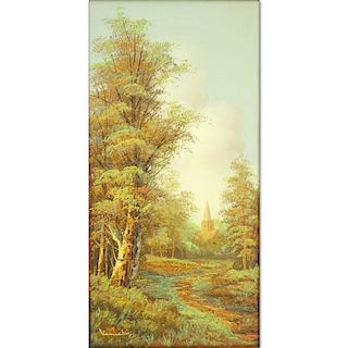 Kennedy (20th Century) Oil on Canvas of a Old Trail Leading to Church.