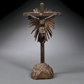 Spanish Colonial Wood and Iron Crucifix