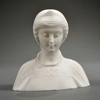 Continental School, Late 19th/Early 20th Century       White Marble Bust of a Woman