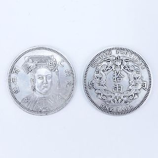 Collection of Two (2) Antique Chinese Qing Style Silver-Metal Currency.