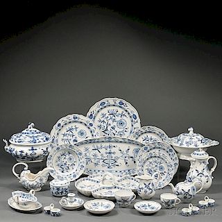 Assembled Meissen Blue Onion   Pattern Porcelain Dinner Service