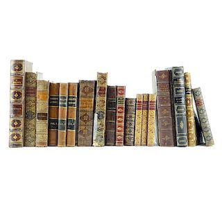 Lot of Eighteen (18) Antique Leather and Paper Bound Books.
