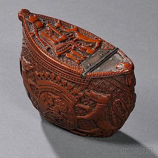 Carved Coquilla Nut Tobacco Box