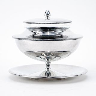PM Italy Art Nouveau Silver Plate Caviar Server with Undertray.