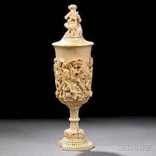 Continental Carved Ivory Goblet and Cover