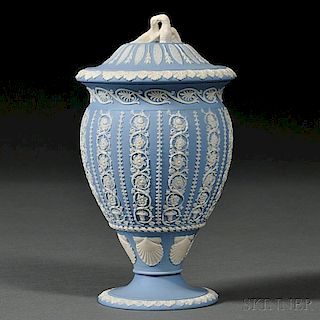 Wedgwood Solid Light Blue Jasper Vase and Cover