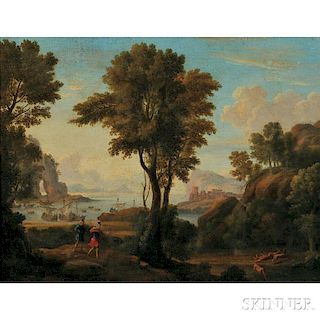 Continental School, 18th Century      Stag Hunt in an Arcadian Landscape