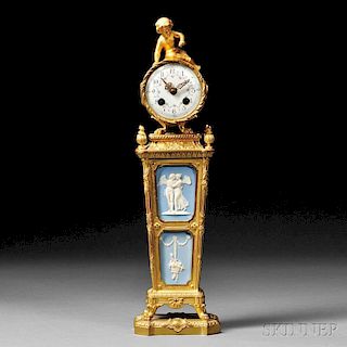 Wedgwood Jasper Mounted Ormolu Mantel Clock