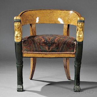 Russian Birch-veneered Neoclassical Curricle Chair