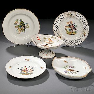 Thirty Pieces of German Bird-decorated Porcelain