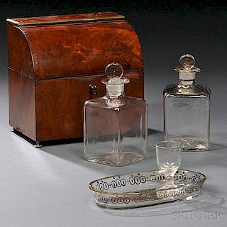 Regency Brass-mounted Mahogany-veneer Decanter Box