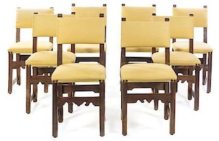 A Set of Eight Renaissance Revival Side Chairs, Height 38 1/2 inches.