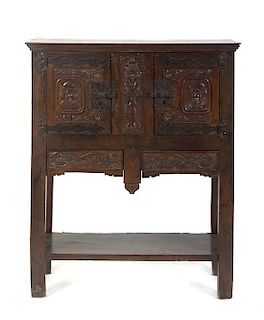 A Renaissance Revival Cabinet on Stand, Height 53 1/2 x width 44 x depth 15 inches.