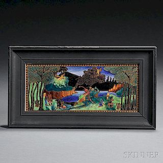Wedgwood Fairyland Lustre Picnic by a River   Plaque