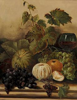 British School, 19th/20th Century      Still Life with Fruit and Wine