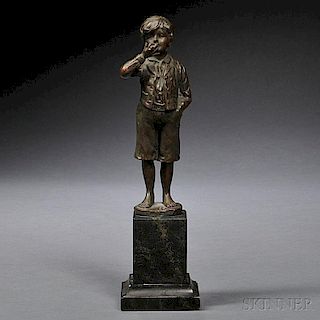 Bronze Figure of a Boy Smoking a Cigarette