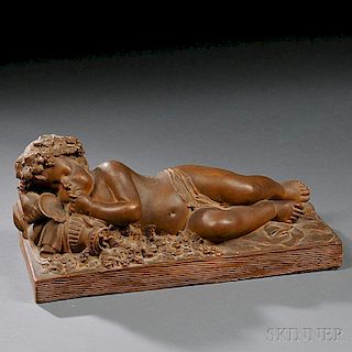 Michel Clodion (French, 1738-1814)       Terra-cotta Figure of a Young Sleeping Bacchus