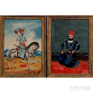 Two Indian Reverse-paintings on Glass