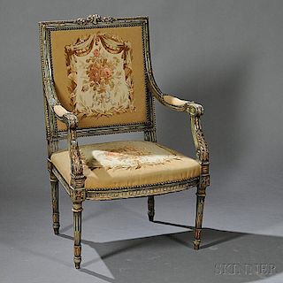 Louis XVI-style Painted Fauteuil
