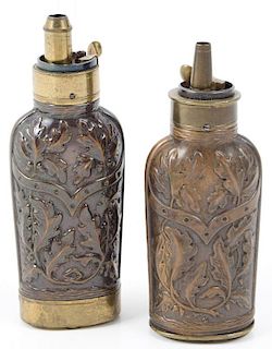 Lot of Two Combination Powder Flasks