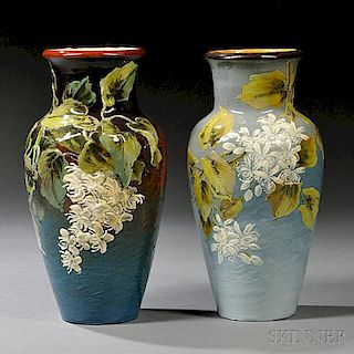Two Doulton Lambeth Kate Rogers Decorated Impasto Vases