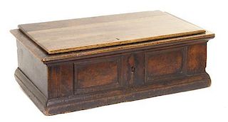 An Italian Walnut Table Casket, 17TH/18TH CENTURY, Height 7 5/8 x width 24 1/8 x depth 13 1/2 inches.