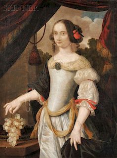 Johann Georg Hinz (German, c. 1630-c. 1688)      Portrait of a Woman Holding Grapes