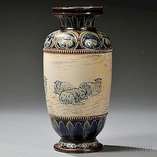 Doulton Lambeth Hannah Barlow Decorated Stoneware Vase