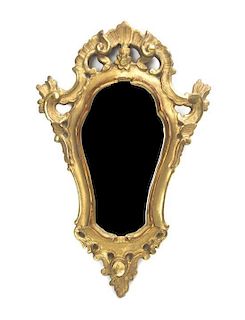 An Italian Giltwood Mirror, Height 19 1/4 x width 12 1/4 inches.