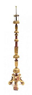An Italian Painted and Parcel Gilt Pricket Stick, Height overall 67 inches.