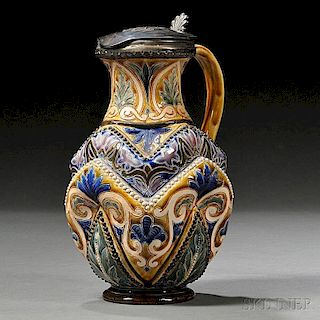 Doulton Lambeth Frank Butler Decorated Stoneware Pitcher