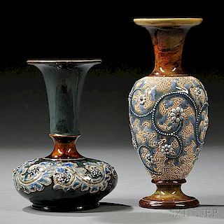 Two Doulton Lambeth George Tinworth Vases