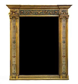 A Neoclassical Giltwood Overmantel Mirror, LATE 19TH CENTURY, Height 66 x width 56 1/2 inches.