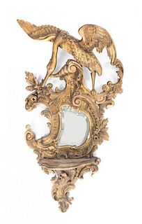 A Pair of Baroque Style Giltwood Mirrors, Height 41 x width 18 inches.