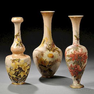 Three Doulton Lambeth Carrara Vases