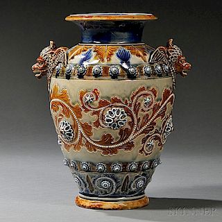 Doulton Lambeth George Tinworth Decorated Stoneware Vase