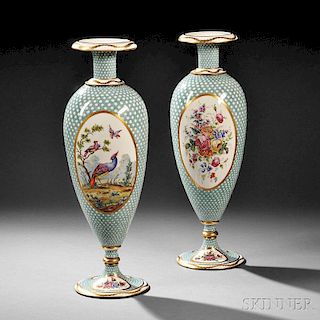 Pair of Limoges Hand-painted Vases