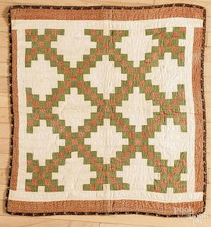 Adams County, Pennsylvania Irish chain crib quilt, late 19th c., 33 1/2'' x 35''. Published in The Ha