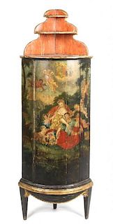 An Italian Painted Corner Cabinet, LATE 18TH CENTURY, 58 1/2 x 19 3/4 x 11 1/2 inches.