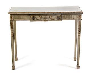 An Italian Cream Painted Console Table, Height 33 x width 40 x depth 18 inches.