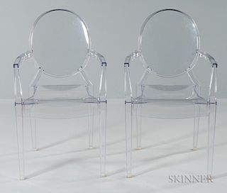 Two Philippe Starck Louis Ghost Chairs