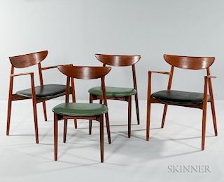 Two Moreddi Armchairs and Two Maurice Villency Side Chairs