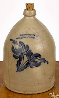 Pennsylvania two-gallon stoneware jug, 19th c., impressed Cowden & Wilcox Harrisburg PA, with co